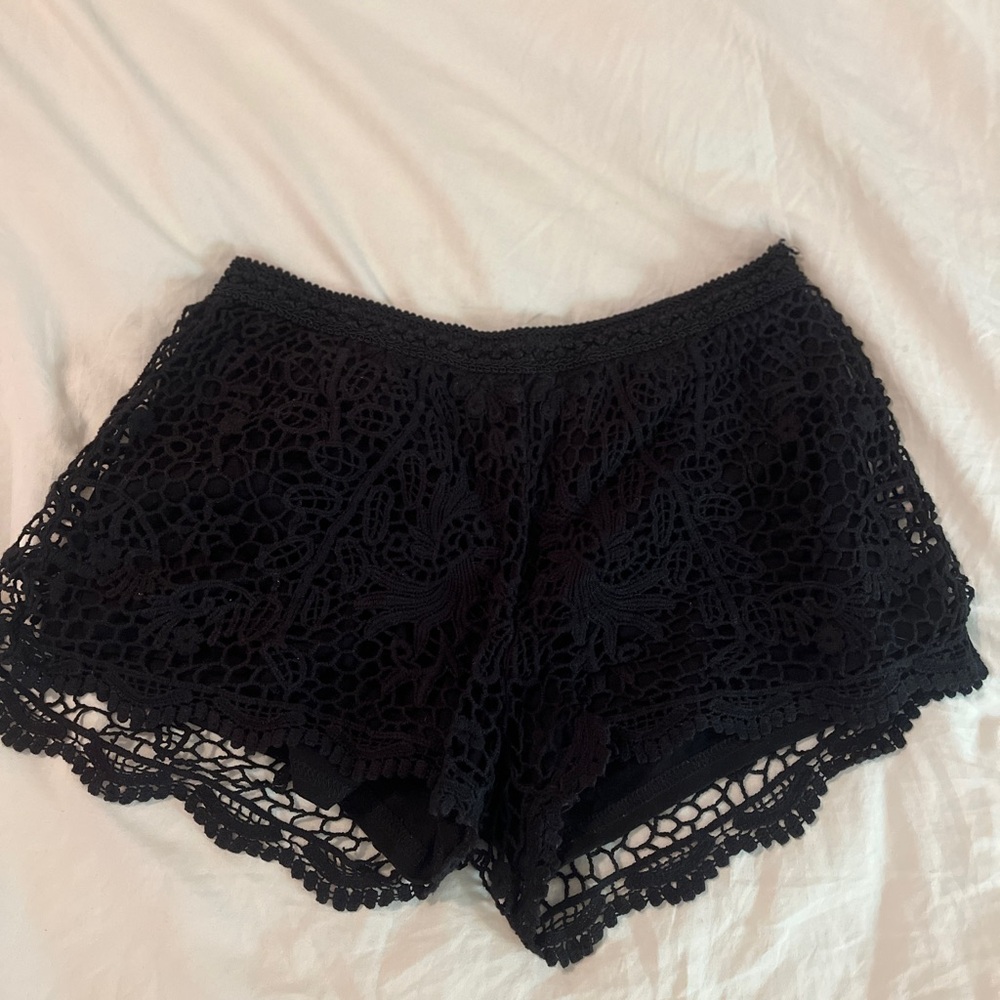Black Lace Crochet Shorts